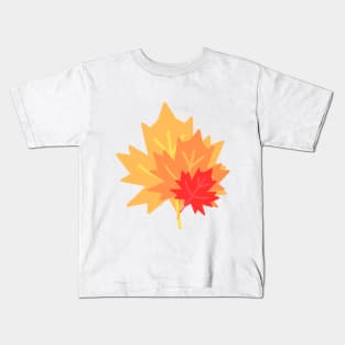 Colorful three-leaf design in shades of red and orange Kids T-Shirt